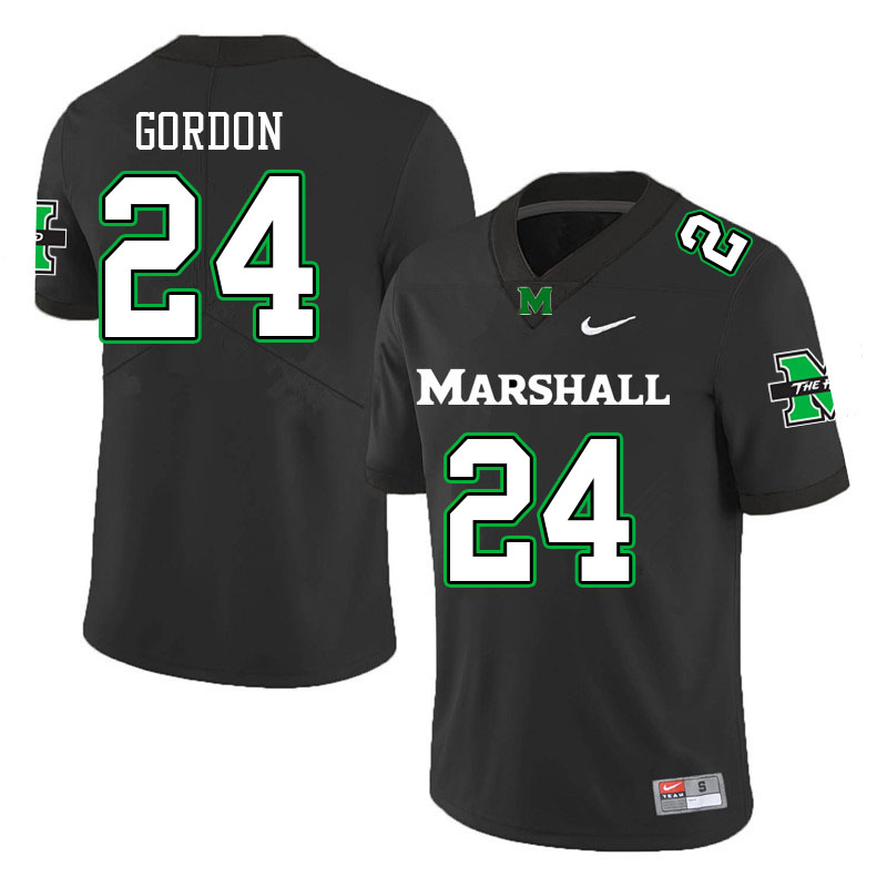 Men #24 Isaiah Gordon Marshall Thundering Herd College Football Jerseys Stitched-Black - Click Image to Close